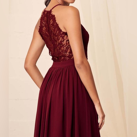 Lulus Dress Burgundy Love Spell Lace Back Maxi Dress Size XS - Picture 12 of 13